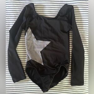 More Than Magic Black and Silver Bodysuit with Long Sleeves